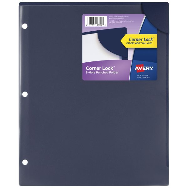 Corner Lock Binder Pockets, Navy Blue, 1 Folder